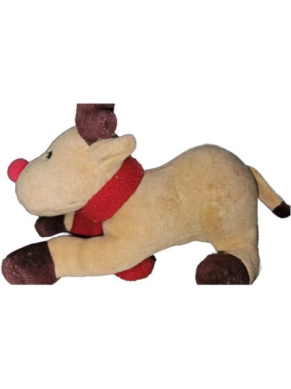 Piccolo Bambino Christmas Reindeer Plush Rattle 7" Sitting Stuffed Animal